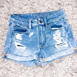American Eagle Light Wash High Waisted Jean Shorts